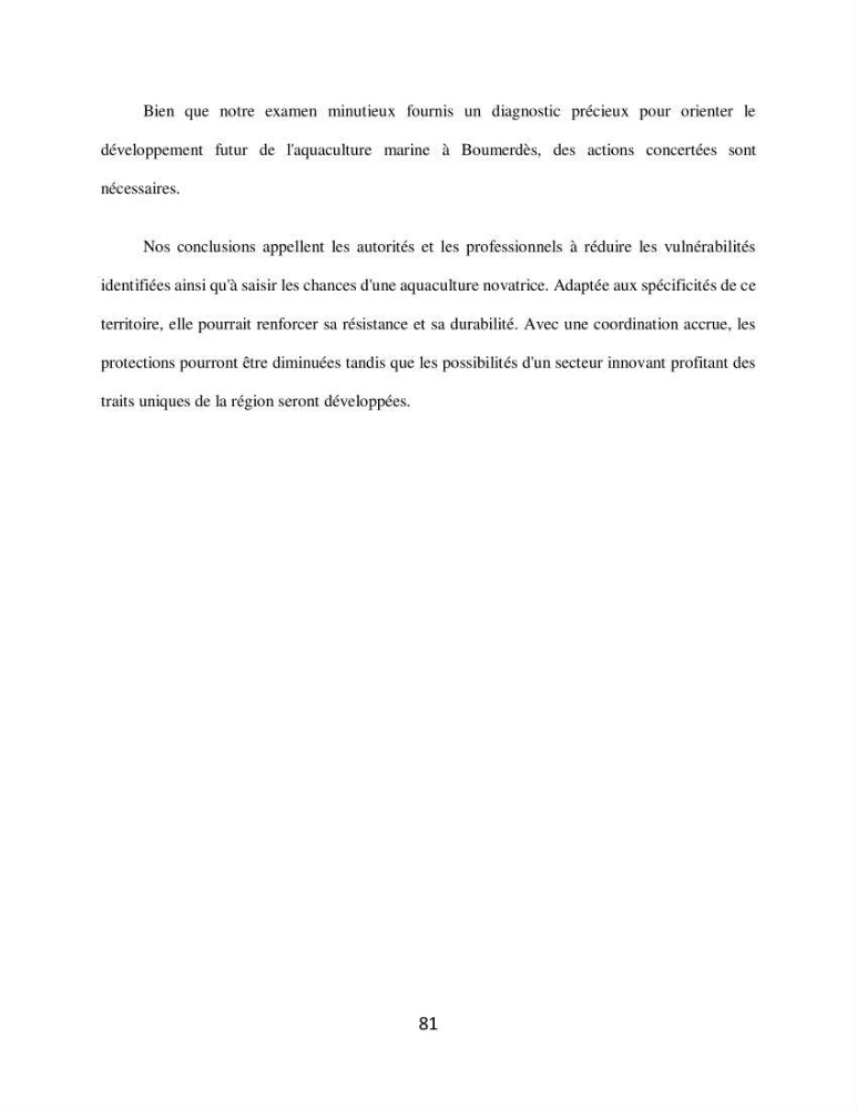 Analyse de la vulnérabilité des installations aquacoles marines de la wilaya de Boumerdès