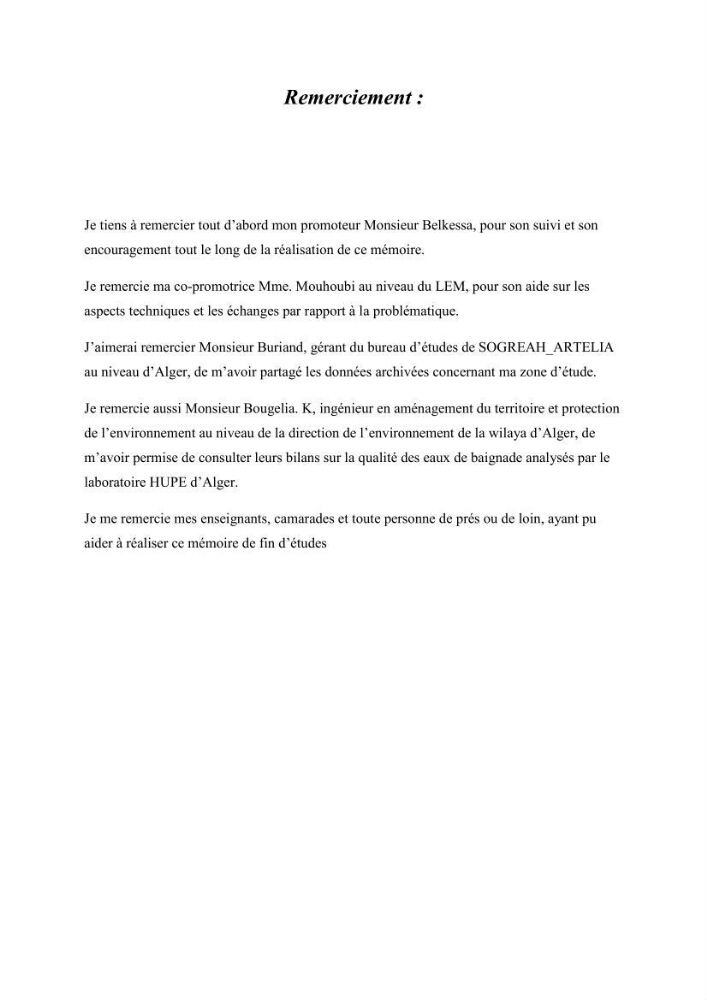 Etude d’impact des brise lames de la commune d’Ain Taya sur les points: Érosion/accumulation et qualité des eaux de baignade