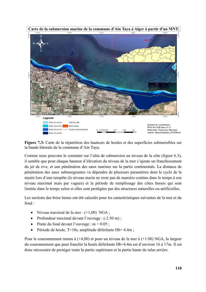 Etude d’impact des brise lames de la commune d’Ain Taya sur les points: Érosion/accumulation et qualité des eaux de baignade