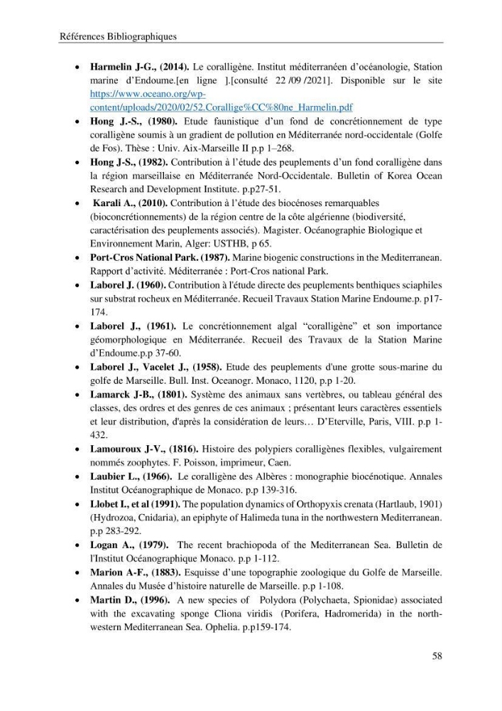 Contribution à la connaissance de la faune associée à l\'écosystème coralligène de la côte Algérienne: