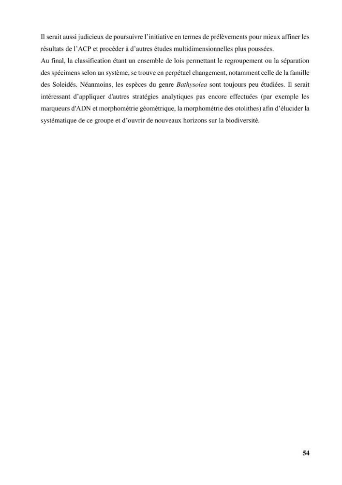 Contribution à l\'étude systématique du genre Bathysolea Roule,1916 (Pleuronnectiformes, Soleidae) des côtes Algeriennes