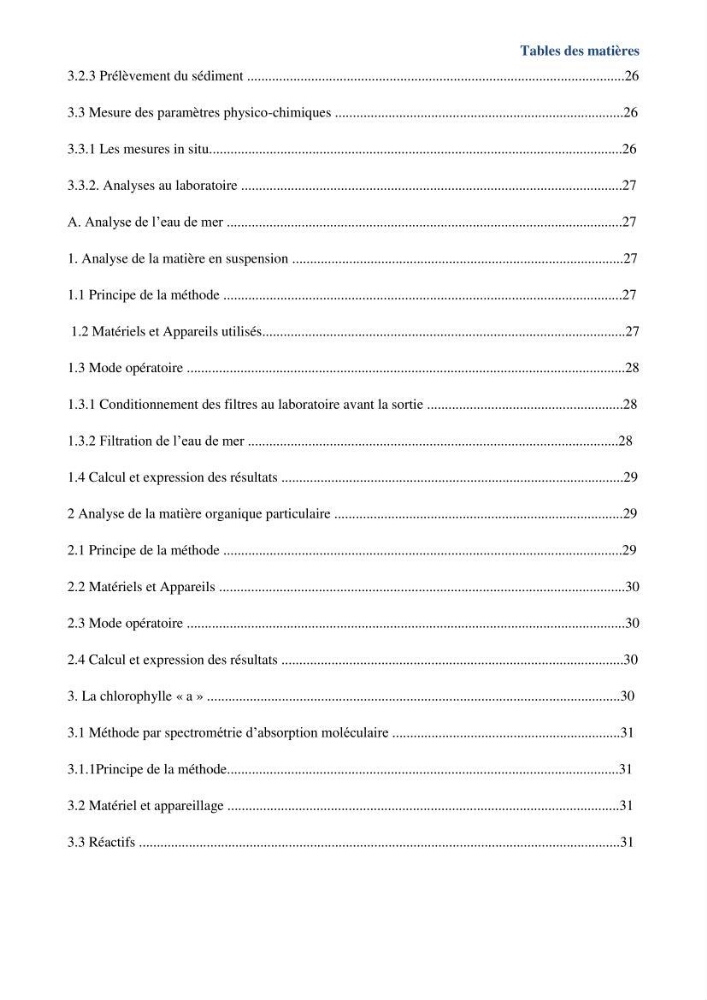 Les paramètres physicochimiques dans l’eau de mer et le sédiment de la plage Ouest de Sidi Fredj