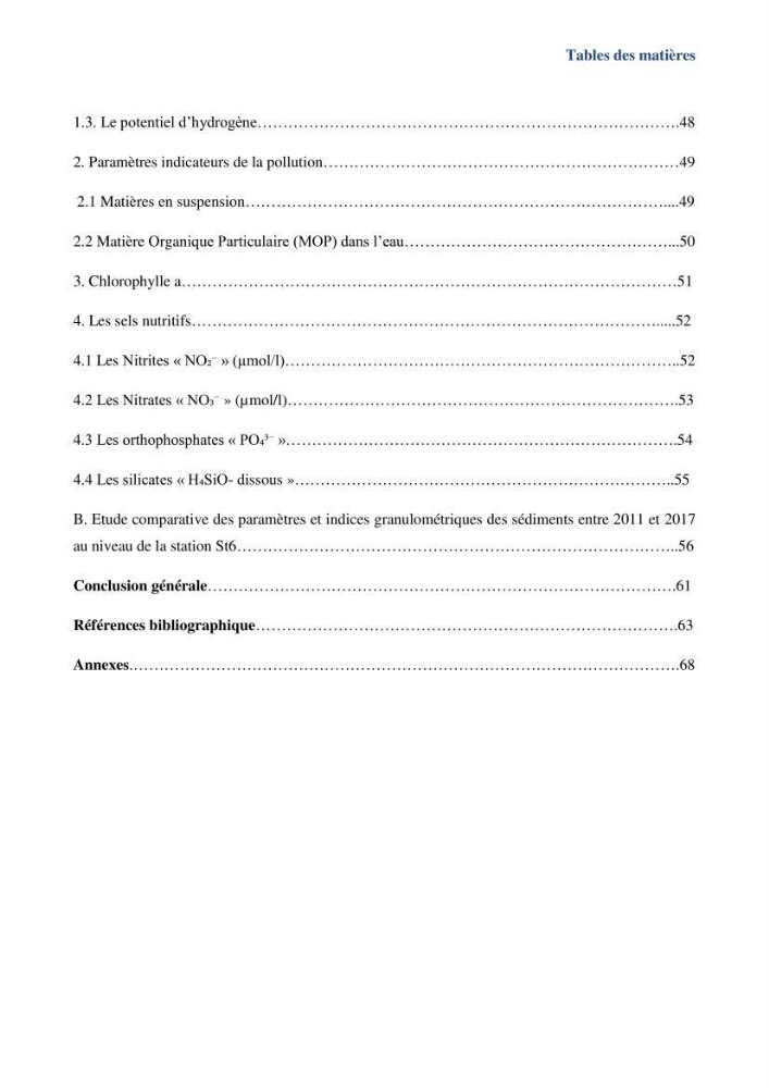 Les paramètres physicochimiques dans l’eau de mer et le sédiment de la plage Ouest de Sidi Fredj