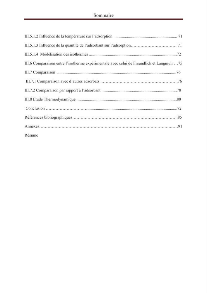 élimination des composées phénolique par le charbon actif à base de noyaux d\'olives