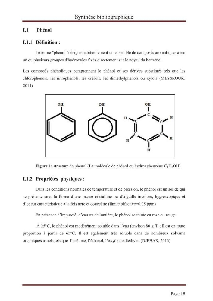 élimination des composées phénolique par le charbon actif à base de noyaux d\'olives