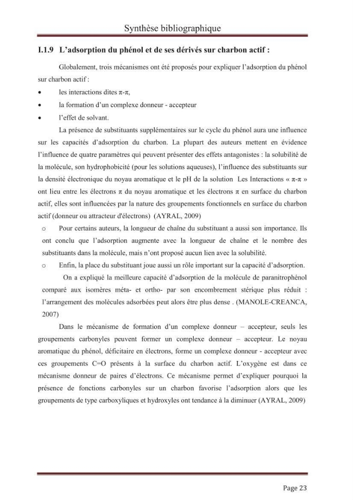 élimination des composées phénolique par le charbon actif à base de noyaux d\'olives