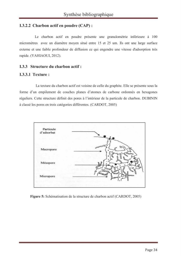 élimination des composées phénolique par le charbon actif à base de noyaux d\'olives
