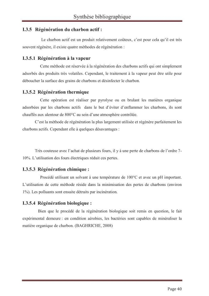 élimination des composées phénolique par le charbon actif à base de noyaux d\'olives