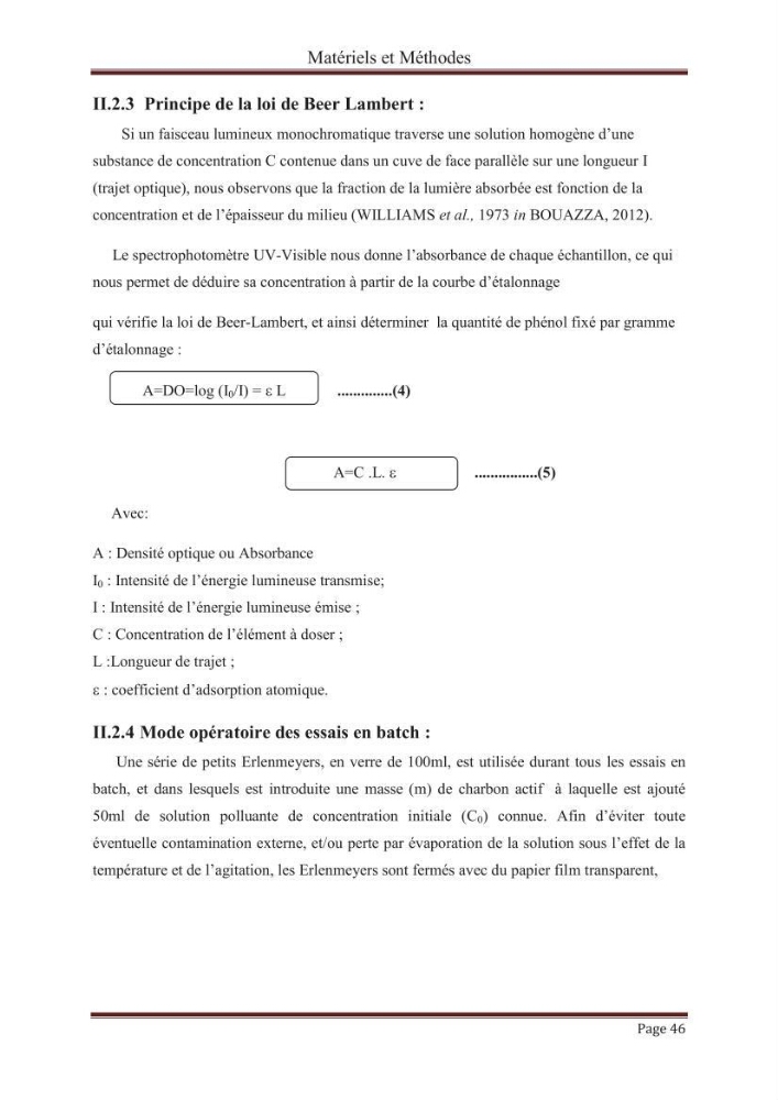 élimination des composées phénolique par le charbon actif à base de noyaux d\'olives