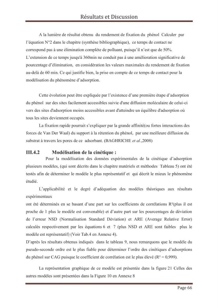 élimination des composées phénolique par le charbon actif à base de noyaux d\'olives