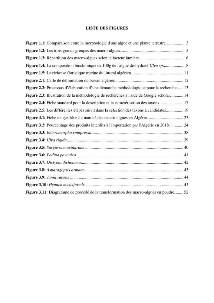 Inventaire préliminaire et caractérisation d’un échantillon d’espèces d’algues marines d’intérêt biotechnologique en Algérie.