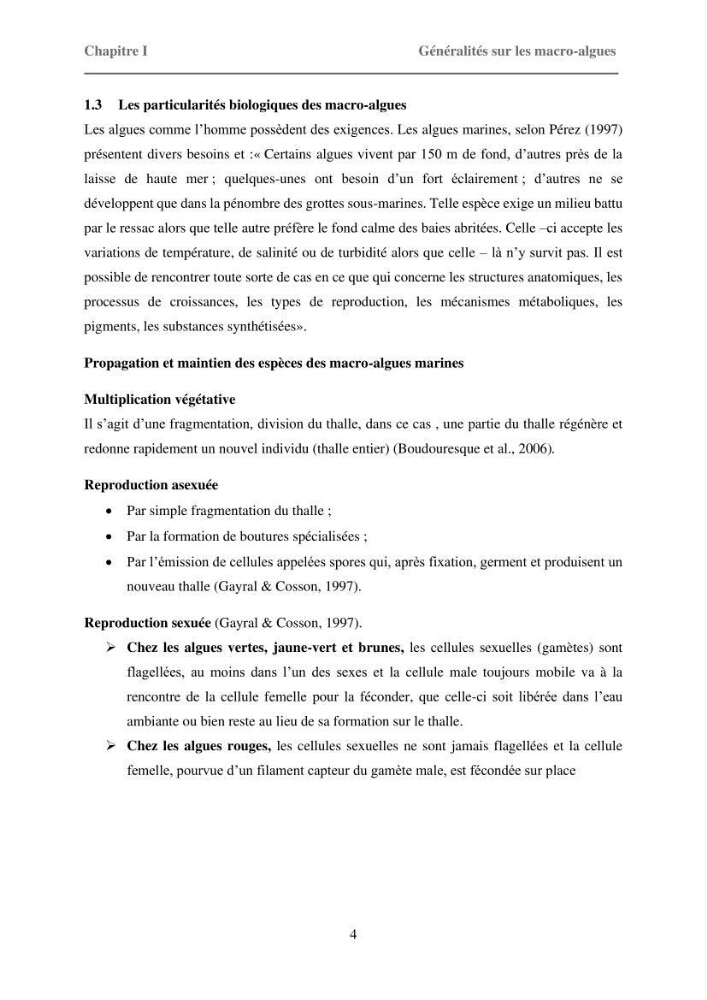 Inventaire préliminaire et caractérisation d’un échantillon d’espèces d’algues marines d’intérêt biotechnologique en Algérie.