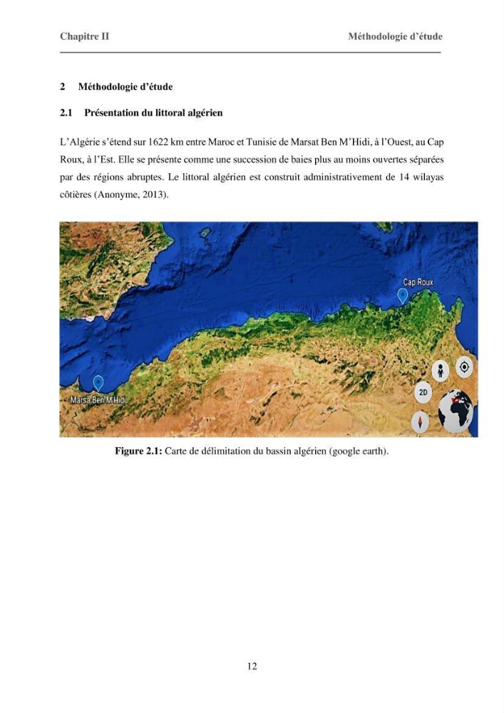Inventaire préliminaire et caractérisation d’un échantillon d’espèces d’algues marines d’intérêt biotechnologique en Algérie.