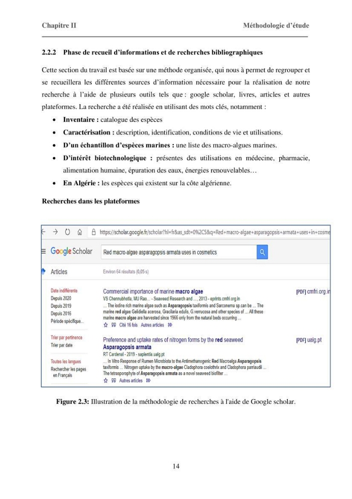 Inventaire préliminaire et caractérisation d’un échantillon d’espèces d’algues marines d’intérêt biotechnologique en Algérie.
