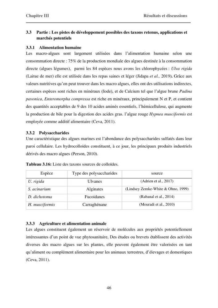 Inventaire préliminaire et caractérisation d’un échantillon d’espèces d’algues marines d’intérêt biotechnologique en Algérie.