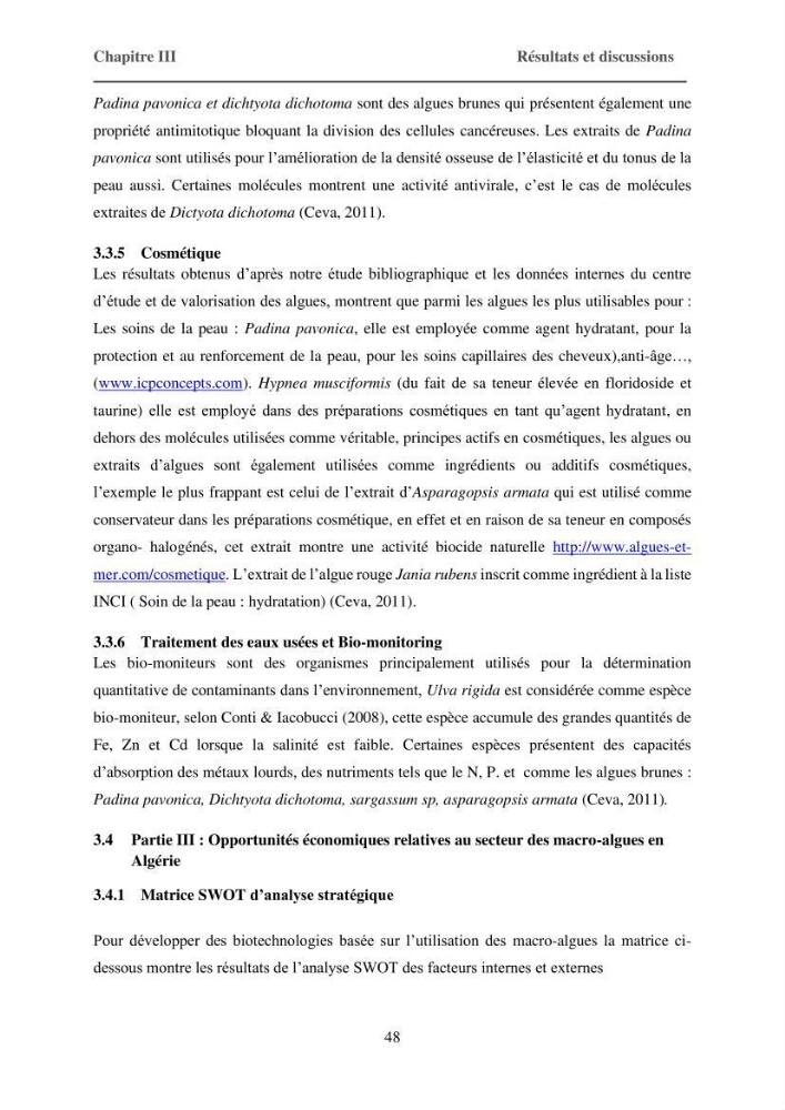 Inventaire préliminaire et caractérisation d’un échantillon d’espèces d’algues marines d’intérêt biotechnologique en Algérie.