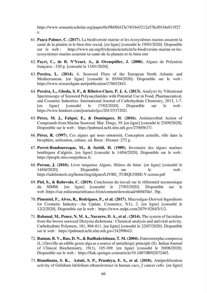 Inventaire préliminaire et caractérisation d’un échantillon d’espèces d’algues marines d’intérêt biotechnologique en Algérie.