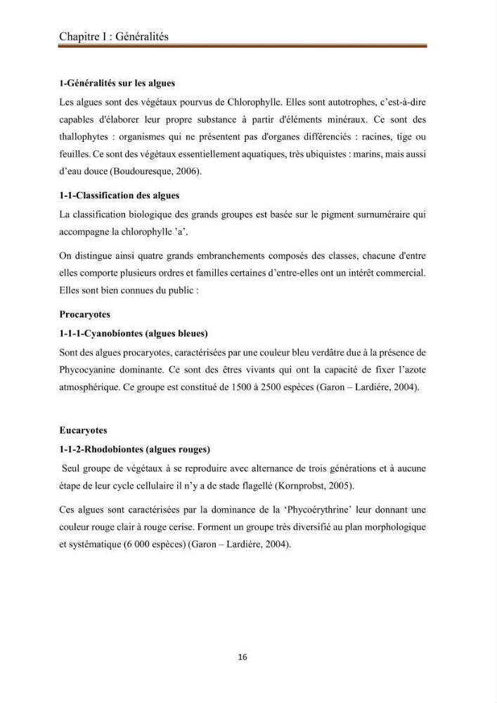 Actualisation de la taxonomie et de l\'inventaire des chlorobiontes des côtes Algériennes et mise en évidence des espèces aquacole