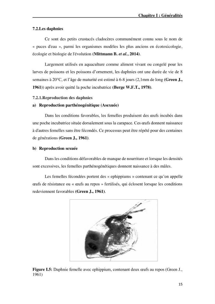 Maîtrise et suivi de la reproduction artificielle de quelques espèces de la famille des cyprinidés.