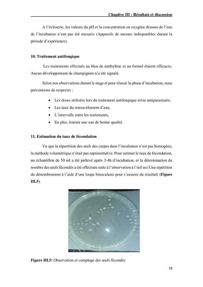 Maîtrise et suivi de la reproduction artificielle de quelques espèces de la famille des cyprinidés.