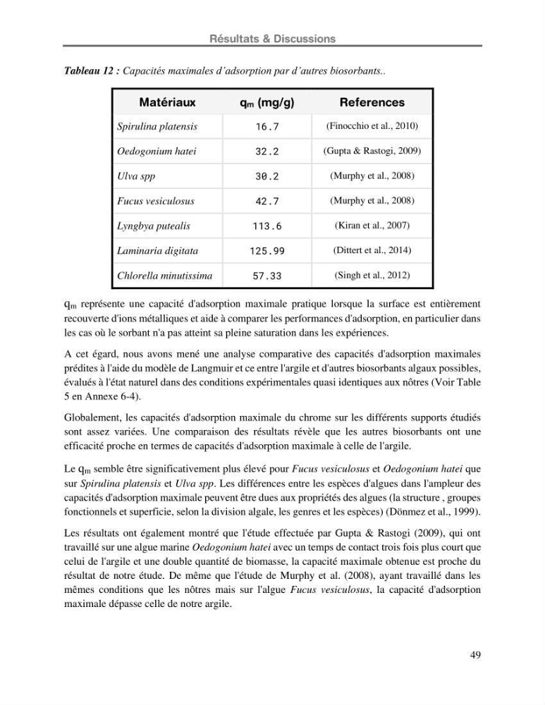 Etude de la fixation du chrome hexavalent sur une argile minérale