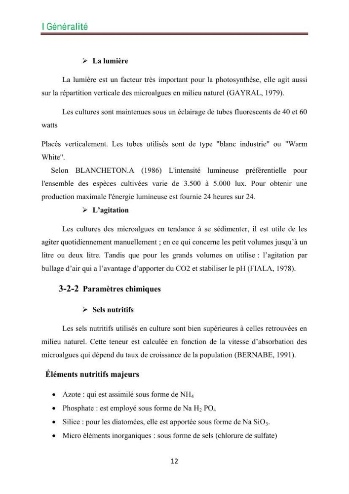 Culture des microalgues