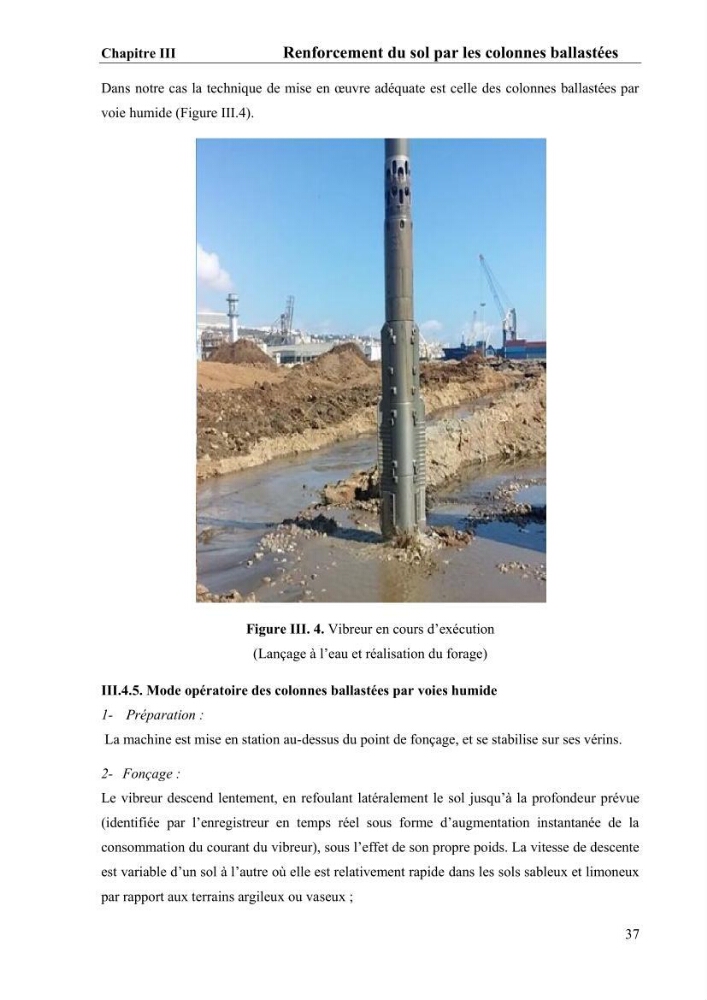 Travaux de consolidation des terre-pleins du terminal à conteneur du port d’Alger par les colonnes ballastées voie humide: