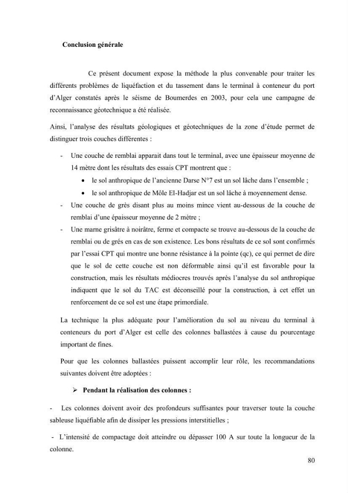 Travaux de consolidation des terre-pleins du terminal à conteneur du port d’Alger par les colonnes ballastées voie humide: