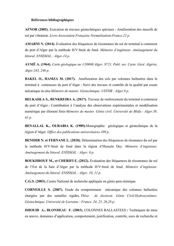 Travaux de consolidation des terre-pleins du terminal à conteneur du port d’Alger par les colonnes ballastées voie humide: