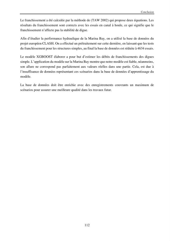 Machine Learning pour l\'étude de la performance hydraulique des ouvrages portuaires: cas Marina d\'Alger