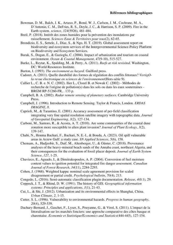 La télédétection et les systèmes d’information géographiques pour l’aide à la caractérisation des sources anthropiques: interactions paramétriques et conception des bases de données marines