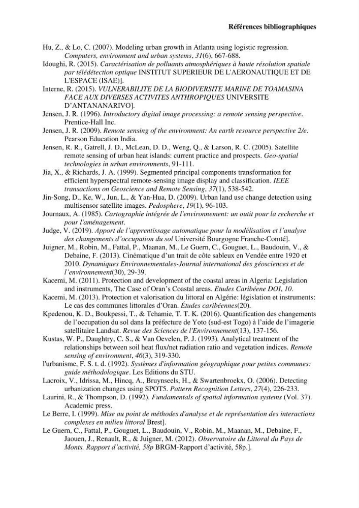 La télédétection et les systèmes d’information géographiques pour l’aide à la caractérisation des sources anthropiques: interactions paramétriques et conception des bases de données marines