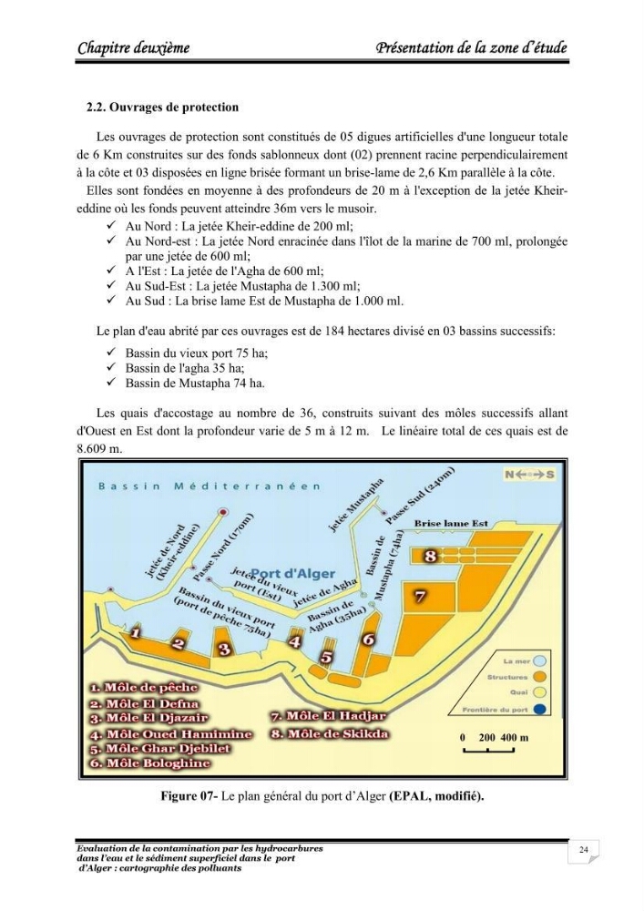 Evaluation de la contamination par les hydrocarbures polyaromatiques dans l\'eau et le sédiment superficiel dans le port d\'Alger: cartographiedes polluants