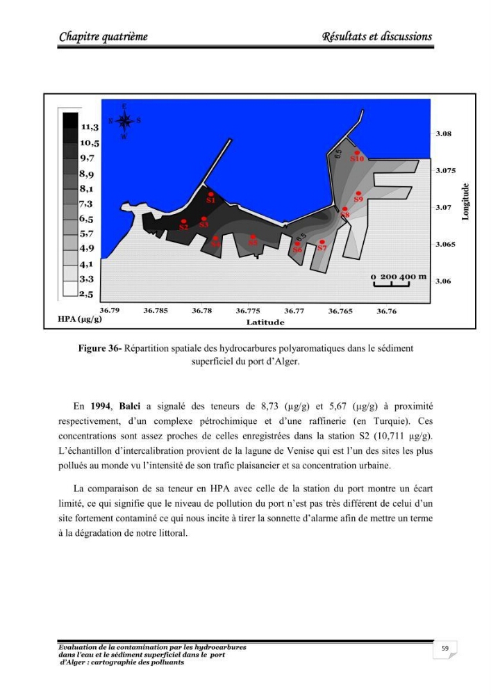 Evaluation de la contamination par les hydrocarbures polyaromatiques dans l\'eau et le sédiment superficiel dans le port d\'Alger: cartographiedes polluants