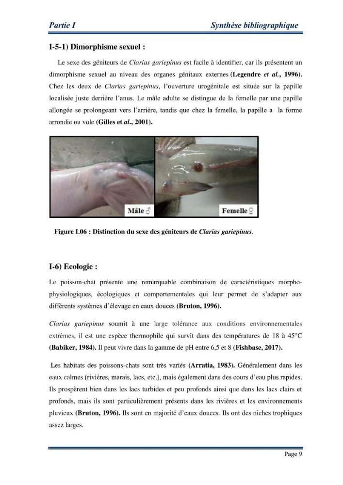 Maitrise de la reproduction artificielle et étude comparative de la croissance du poisson-chat africain Clarias gariepinus (Bruchell,1822 ) selon trois formules d\'aliments: