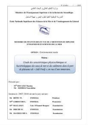 Etude des caractéristiques physiochimiques et bactériologiques des eaux de mer et des sédiments dans le port de plaisance de "Sidi Fredj", en vue d'une immersion:
