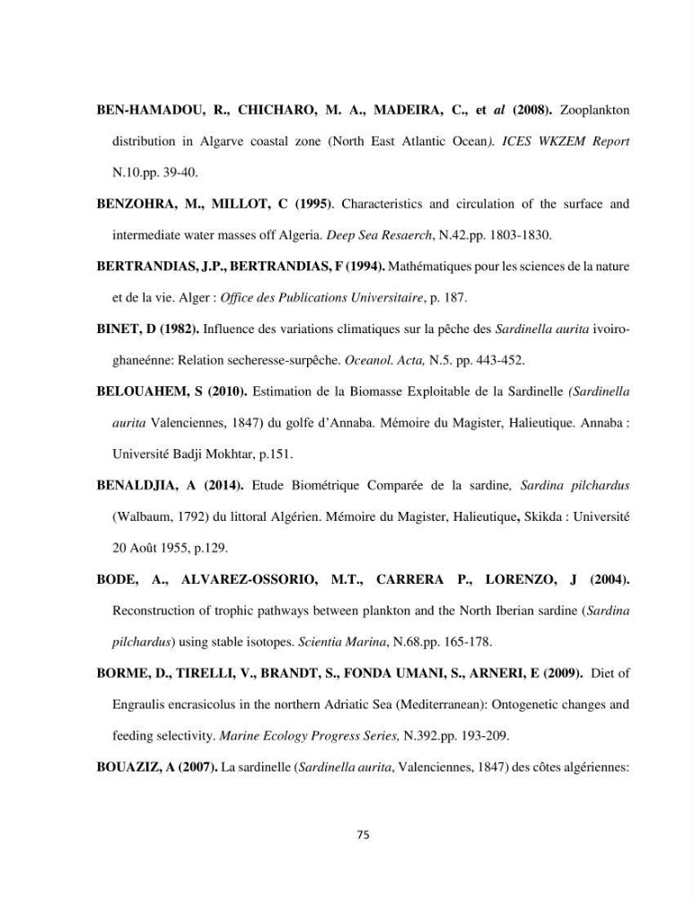 Peuplements zooplanctoniques et ichtyologiques (Clupéidae, Engraulidae) de la côte algéroise : interactions, flux de matières et conséquences sur les stocks halieutiques
