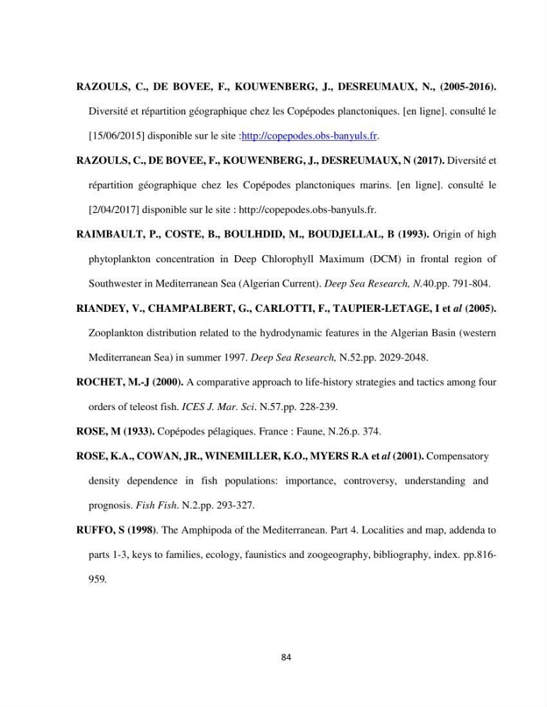 Peuplements zooplanctoniques et ichtyologiques (Clupéidae, Engraulidae) de la côte algéroise : interactions, flux de matières et conséquences sur les stocks halieutiques