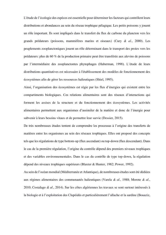 Peuplements zooplanctoniques et ichtyologiques (Clupéidae, Engraulidae) de la côte algéroise : interactions, flux de matières et conséquences sur les stocks halieutiques