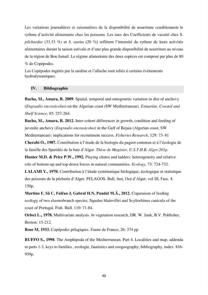 Peuplements zooplanctoniques et ichtyologiques (Clupéidae, Engraulidae) de la côte algéroise : interactions, flux de matières et conséquences sur les stocks halieutiques