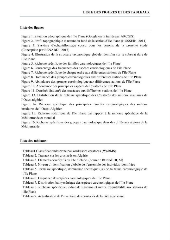 Inventaire des crustacés des milieux insulaires de l’Ouest Algérien