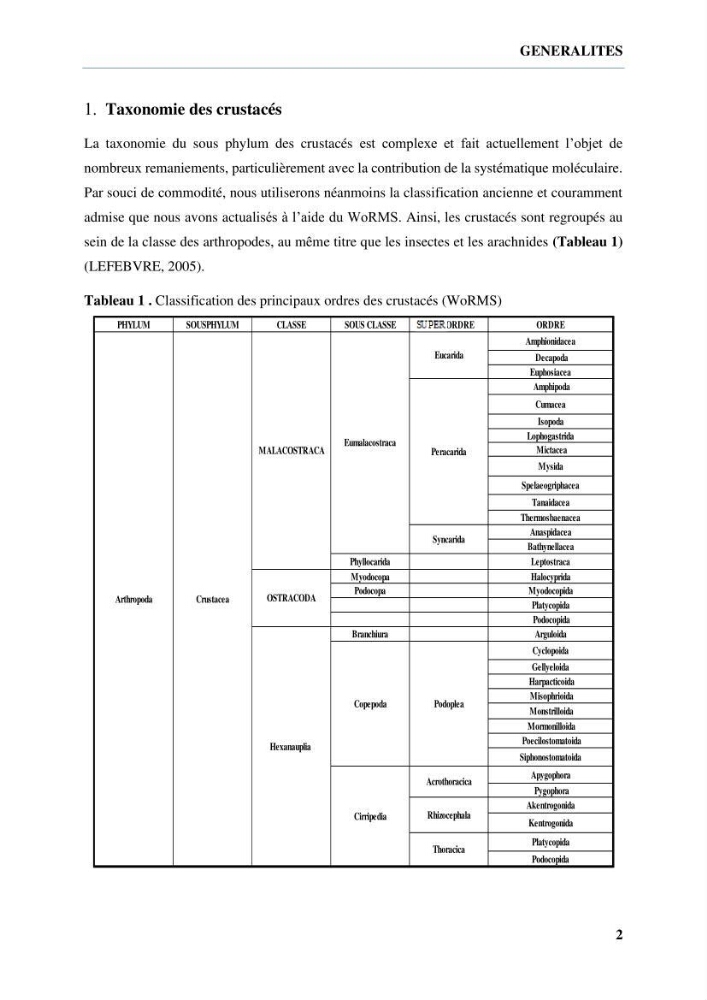 Inventaire des crustacés des milieux insulaires de l’Ouest Algérien