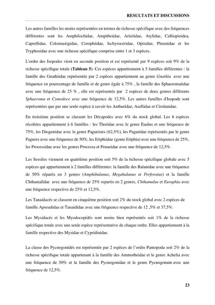 Inventaire des crustacés des milieux insulaires de l’Ouest Algérien