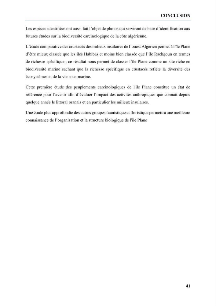 Inventaire des crustacés des milieux insulaires de l’Ouest Algérien