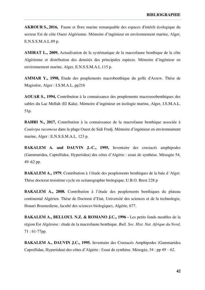 Inventaire des crustacés des milieux insulaires de l’Ouest Algérien