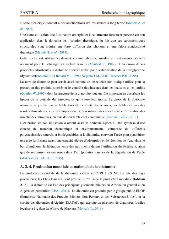 Identification, caractérisation et applications des diatomées fossiles de la région de Mostaganem:
