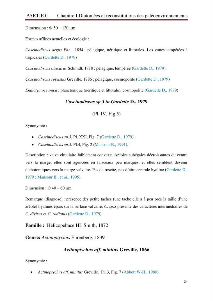 Identification, caractérisation et applications des diatomées fossiles de la région de Mostaganem: