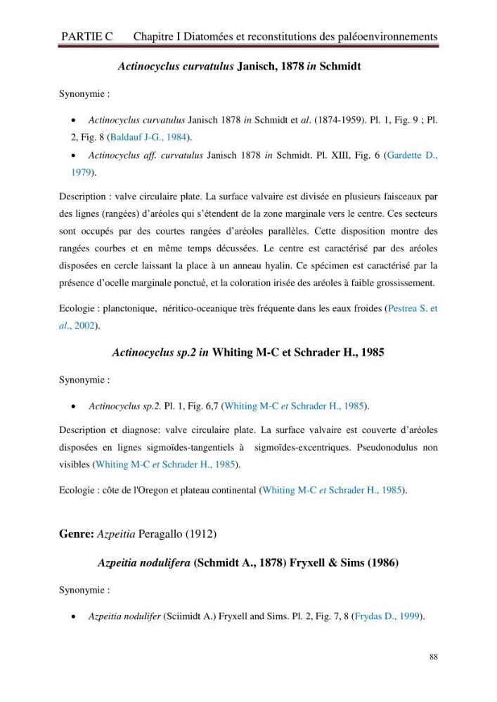Identification, caractérisation et applications des diatomées fossiles de la région de Mostaganem: