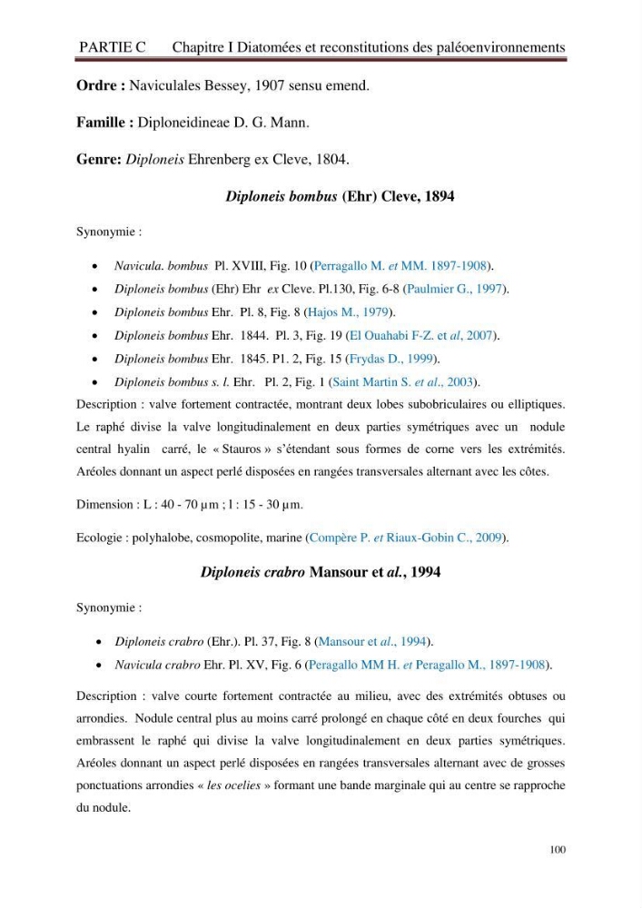 Identification, caractérisation et applications des diatomées fossiles de la région de Mostaganem: