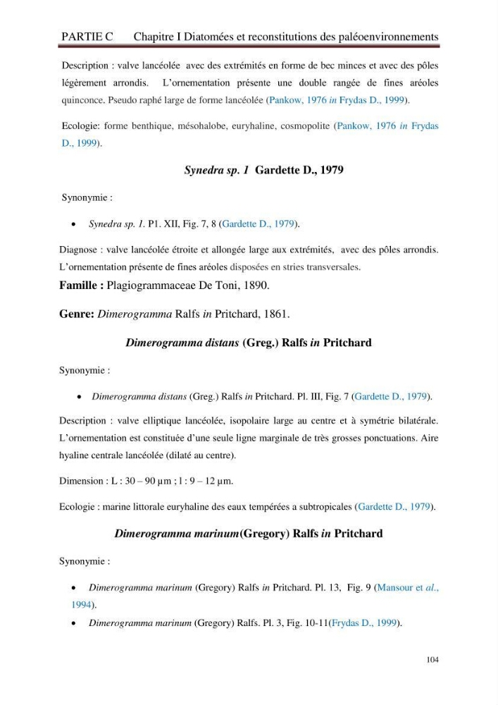 Identification, caractérisation et applications des diatomées fossiles de la région de Mostaganem: